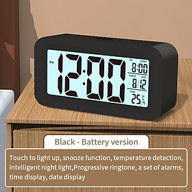 Mua  Hàng chính hãƞg  Đồng Hồ Báo Thức Điện Tử Để Bàn Màn Hình LCD Đa Chức Năng Thời Gian Lịch Báo Thức Nhiệt Độ Decor Decor Phòng Trang trí nhà (tặng kèm pin)