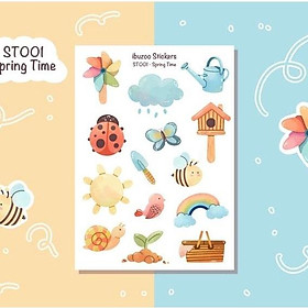 Hình ảnh Sticker tự thiết kế - sticker sheet spring time - hình dán sổ, nhật kí bullet journal - unim047