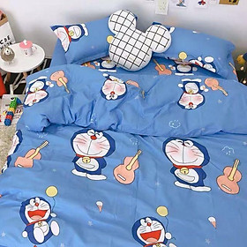 Mua Bộ vỏ chăn ga gối Cotton poly mẫu Doremon đánh đàn