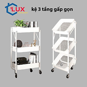 Giá, kệ để đồ gia đình đa năng 3 tầng gấp gọn di dộng, giá kệ spa, có bánh xe dễ dàng di chuyển, có thể bố trí để đồ các phòng đều phù hợp đẹp mắt và tiện dụng - Màu Trắng B31
