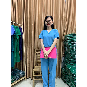 Bộ Scrubs bác sĩ NAM cao cấp màu XANH NGỌC - Quần áo y tế phòng mỗ, bác sĩ phẫu thuật, hộ lý, điều dưỡng
