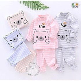 Bộ đồ dài tay cotton nỉ mềm ấm thu đông cho bé trai bé gái 3-13kg