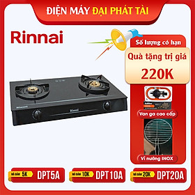 Mua Bếp Gas Dương Đôi Rinnai RV-6 Double Glass(B)  Tặng kèm 1 bộ van và dây gas- Hàng chính hãng