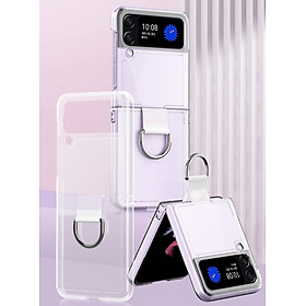 Ốp lưng cứng trong suốt có móc cho Samsung Galaxy Z Flip 4 - Hàng nhập khẩu