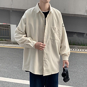 Áo Sơ Mi Mặt Cười NHUNG GÂM TĂM Oversize Form Rộng Unisex Nam Nữ Phong Cách Hàn Quốc Ulzzang KUN, Áo sơ mi na  chất nhung tăm phù hợp cho mùa thu đông