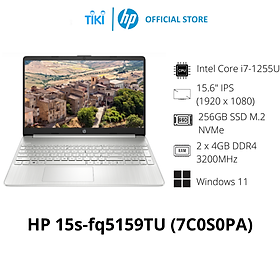 Mua Laptop HP 15s-fq5159TU 7C0S0PA Silver (Cpu i7-1255U  Ram 8GB  SSD 256GB  Intel Graphics  15.6 inch FHD  Win 11 Home) - Hàng Chính Hãng