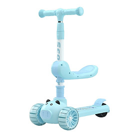 Xe trượt chòi chân Scooter Umoo cho bé 1-5 tuổi nâng hạ độ cao, bánh xe có đèn phát sáng - Màu Xanh