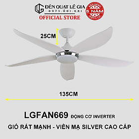 Mua Quạt Trần Đèn Gió Mạnh LÊ GIA LGFAN669 - Chiều Cao 25cm - Sải Cánh 135cm - Bảo Hành 5 Năm