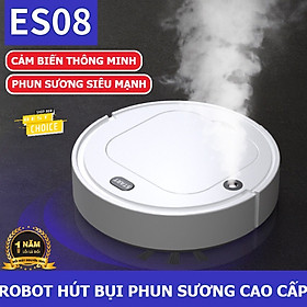 Robot Hút Bụi Lau Nhà Phun Sương Tự Động Làm Sạch Và Làm Ẩm Thông Minh ES08 2021 Rô Bốt Dùng Pin Sạc Tặng Kèm Khăn Lau – Hàng nhập khẩu