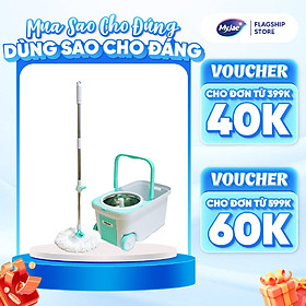 [Tặng Bông Lau] Bộ Lau Nhà MyJae Đài Loan Sợi Microfiber Xoay Siêu Tốc 360 Độ Thông Minh 129.5cm