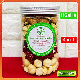Mix Hỗn Hợp Hạt Dinh Dưỡng Thập Cẩm HSaHa - 4 Loại Tách Vỏ  - Hộp 250g ( Quả Óc Chó Vàng, Hạt Óc Chó Đỏ, Mắc Ca, Hạnh Nhân )
