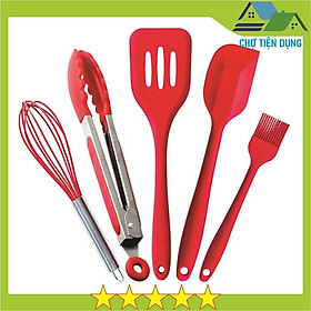 Bộ Dụng Cụ Nấu đớp Nhà Bếp Combo Set 5 Dụng Cụ Silicon Chịu Nhiệt Cao An Toàn - CBBEP5P