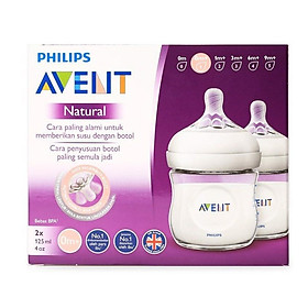 Bộ 2 Bình Sữa Philips Avent Natural 125ml 260ml 330ml bằng nhựa PP