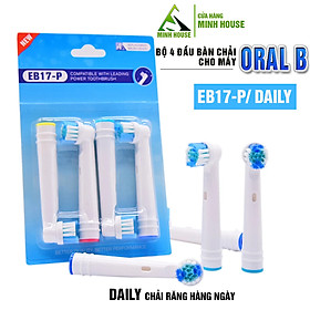 Cho máy Oral B Braun, bộ 4 Đầu Bàn Chải đánh răng điện thay thế MIHOCO EB17-P 