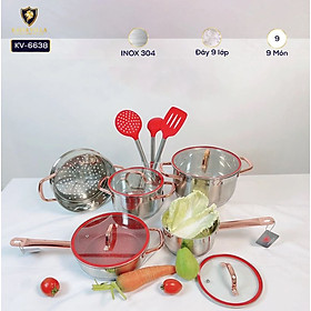 Mua Bộ Nồi Inox cao cấp Kaisa Villa KV-6638 Đáy 9 Lớp - Hàng Chính hãng