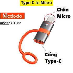 Mua Đầu chuyển Type C to Micro MCdodo OT382 dòng sạc 3A hỗ trợ sạc nhanh Quick charge 18W  _ Hàng chính hãng