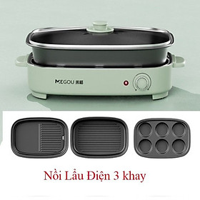 Mua Bếp lẩu nướng điện đa năng 3 khay tháo rời tích hợp 3 trong 1 Megou MG-W1313 - Hàng nhập khẩu