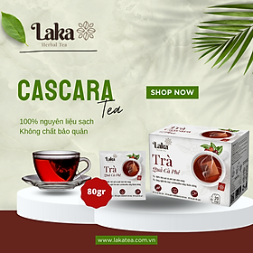 Trà Cà Phê Túi Lọc Cascara LAKA 80 Gr, 100% quả cà phê chín mọng thon dáng đẹp da, Ngừa Lão Hóa Và Ổn Định Đường Huyết