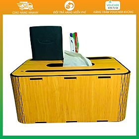 Mua Hộp Đựng Khăn Giấy Ăn Bằng Gỗ Có Khe Đỡ Điện Thoại  Cắm Bút - Tặng kèm 1 ống tăm bằng gỗ