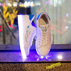Mua Giày PHÁT SÁNG ĐÈN LED MÀU TRẮNG HỌA TIẾT LÔNG VŨ XANH GOODLUCK STYLE HÀN QUỐC phát sáng 7 màu (Nam-Nữ