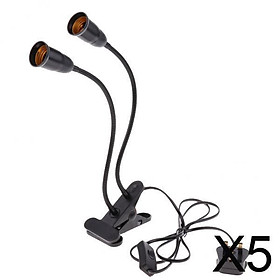 5xUK Plug E27 2-head Clip on Reading Light Base Desk Reading Lamp Socket Black