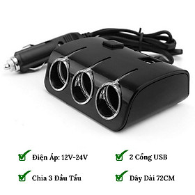 Mua Bộ chia tẩu cắm sạc trên ô tô ( 3 cổng cắm tẩu )