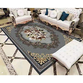 Thảm trải sàn Sofa sang trọng hiện đại trang trí phòng khách Bali in 3D Nhung nỉ lì cao cấp BL09 - Khối tròn vàng