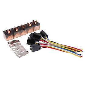 5 Pieces DC12V 80Amp Car SPDT Automotive Relay 5 Pin 5 Wires Harness Socket