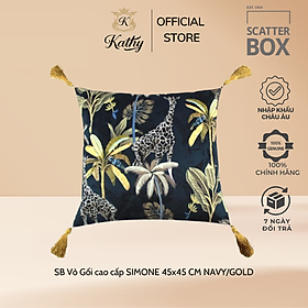 Mua SCATTER BOX vỏ gối cao cấp nhập khẩu Ireland Anh Quốc SIMONE màu NAVY/GOLD kích thước 45x45 CM phong cách cổ điển