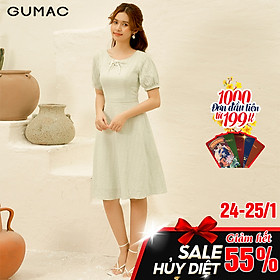 Đầm váy nữ DA10123 GUMAC thiết kế tay phồng mắt cáo