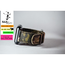 Dây đồng hồ da bò răn ri quân đội handmade - da bò thật - RAM classic 1930 (tặng đầy đủ khóa + chốt + cây thay dây)