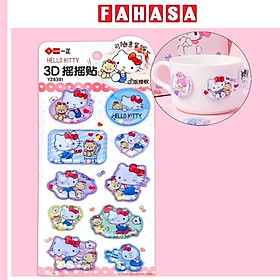 Bộ 10 Sticker 3D Nước Kim Tuyến Hello Kitty - iiGEN YZ8391