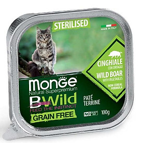 Pate cho mèo MONGE BWILD - Terrine Sterilised Wild Boar With Vegetables (vị Thịt heo rừng và rau) 100gr