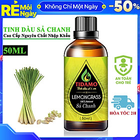 Tinh dầu Sả Chanh Thiên Nhiên Cao Cấp 50ML (Lemongrass) - Tinh dầu Sả Chanh Nguyên Chất TIDAMO Giúp Bảo Vệ Sức Khỏe, Kháng Khuẩn, Đuổi Muỗi Và Thư Giãn Tinh Thần