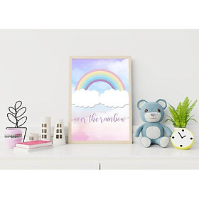 Tranh treo tường | Tranh cho bé-Rainbow Wall Art for Girl Room Decor, Over the Rainbow Print 22 , tranh canvas giá rẻ