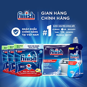 Combo Tiêu Chuẩn: 3 X Túi 30 Viên Nước Rửa Bát All In One Max + Nước Làm Bóng Rinse & Shine Aid + Dung Dịch Tẩy Rửa Máy Rửa Chén Bát.