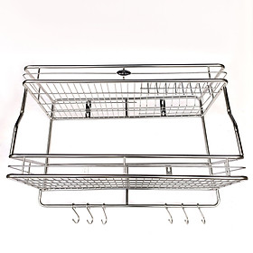 Kệ Úp Chén Treo Tường 2 Tầng INOX KI-3C02 - Khung kệ chắc chắn, bền bỉ