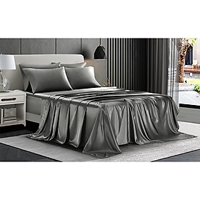 Trọn bộ 4,5 món lụa Silk, chất phi lụa mịn loại 1 vải không nối đủ size dành cho nệm dày đến 15cm