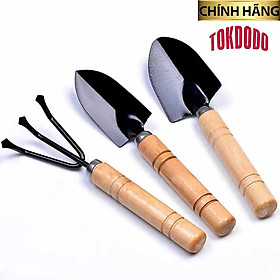 Mua Dụng Cụ Làm Vườn Cán Gỗ 3 Món Mini Thương Hiệu TOKDODO