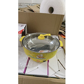 Nồi Lẩu Điện Mini Đa Năng 28cm inox 304 Tiện Dụng Cho 2-3 Người Dùng