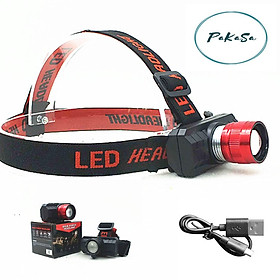 Đèn Pin Đội Đầu Headlamp Sạc USB - Chính Hãng PaKaSa