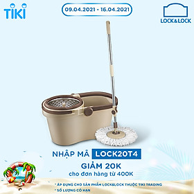 Bộ Cây Lau Nhà Xoay Tay Compact Spin Mop Lock&Lock ETM466: Thùng Giặt + Cây + Bông Lau