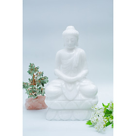 Tượng Phật thích ca trắng đá tự nhiên cao - cao 30cm - nặng 6kg