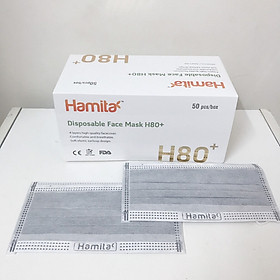 Khẩu trang y tế than hoạt tính Hamita 4 lớp (Hộp 50 cái) Hàng xuất khẩu Model H80+ _ ISO13485, CE, FDA