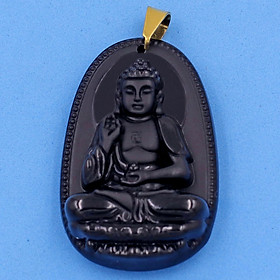 Mặt dây chuyền Phật A Di Đà thạch anh đen 5cm - phật bản mệnh tuổi Tuất, Hợi - mặt phật size lớn