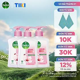 Combo 3 chai nước rửa tay Dettol kháng khuẩn dưỡng da - Chai 250g