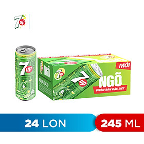 Thùng 24 Lon Nước Ngọt Có Gas 7Up (245ml/lon)