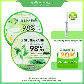 Bộ Đôi Gel Dưỡng Ẩm, giảm Mụn Gel Nha Đam Tươi MILAGANICS 300ml + Gel Trà Xanh MILAGANICS 300ml