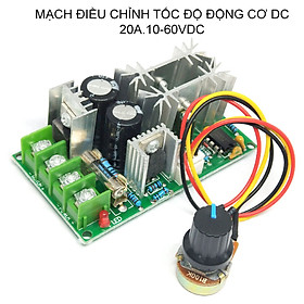 Module mạch điều chỉnh tốc độ động cơ điện 1 chiều 10V-60V lên tới 20A, chiết áp rời