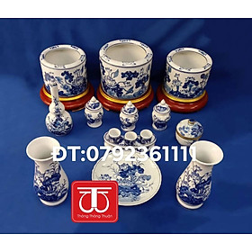 Mua BỘ BÁT HƯƠNG VẼ SEN ĐẾ GỖ SƠN SON THẾP VÀNG ĐK BÁT 16 18 20CM